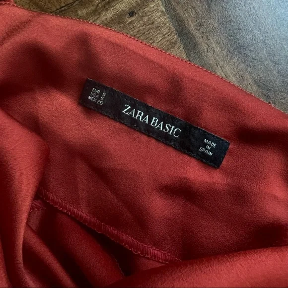 Zara Basic Orange Satin Spaghetti Strap Dress with Cowl Neck - Picture 3 of 4